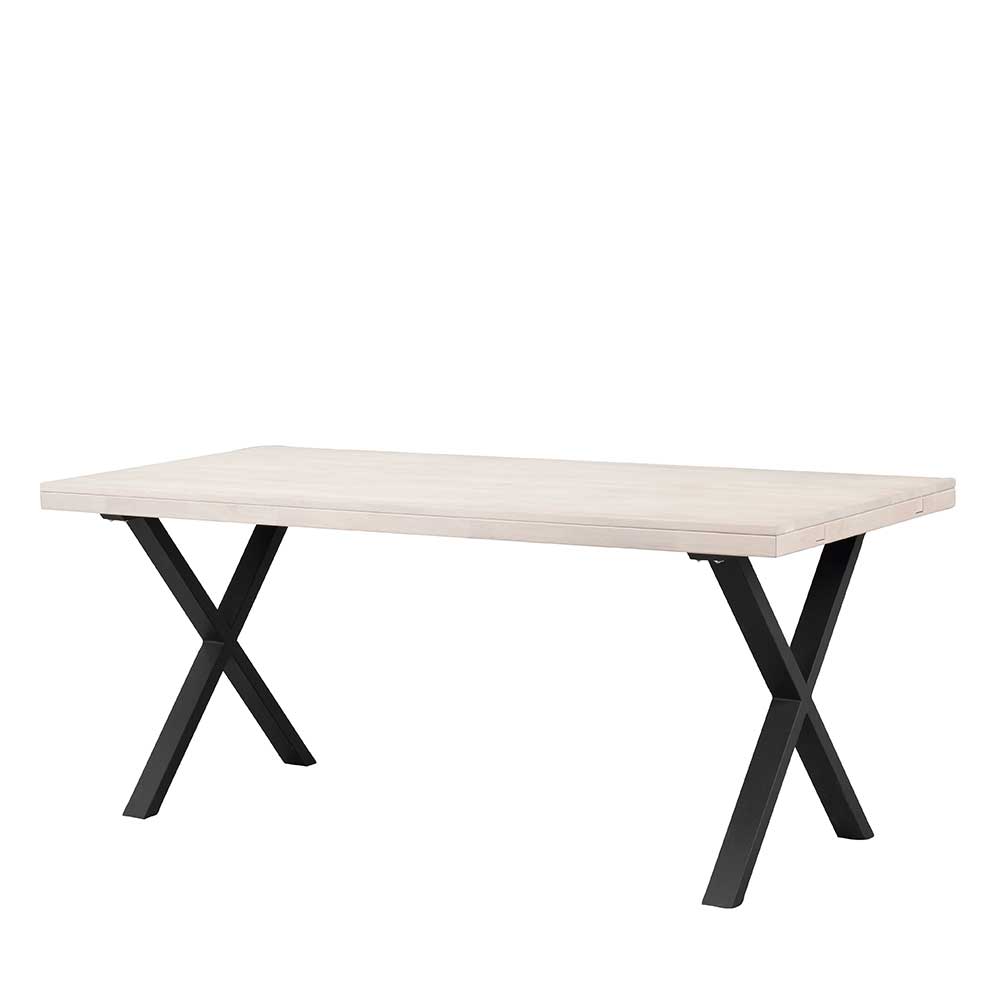 Tisch mit Whitewash Eichenplatte & X-Füßen - Durense