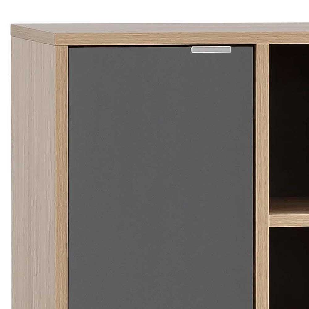 Modernes Highboard in Dunkelgrau & Eiche Hell - Vonza