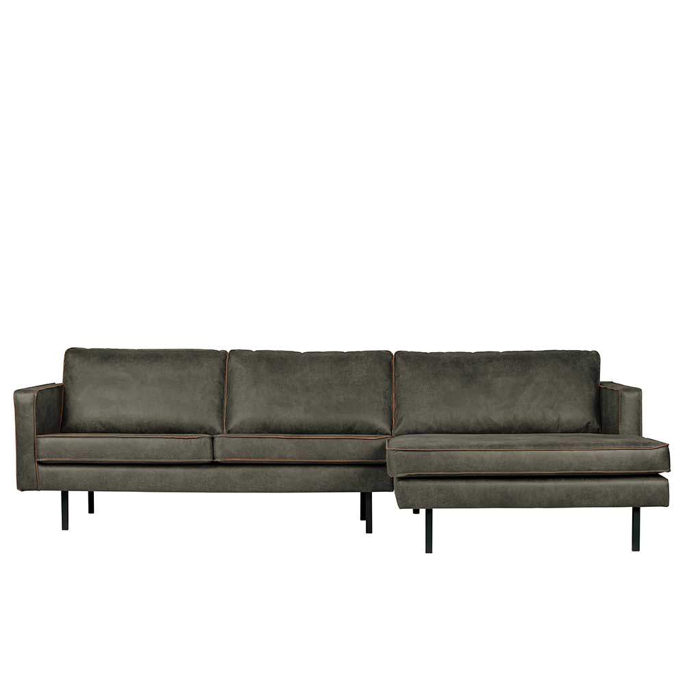 Recyclingleder Sofaecke in Oliv Grün - Laconca