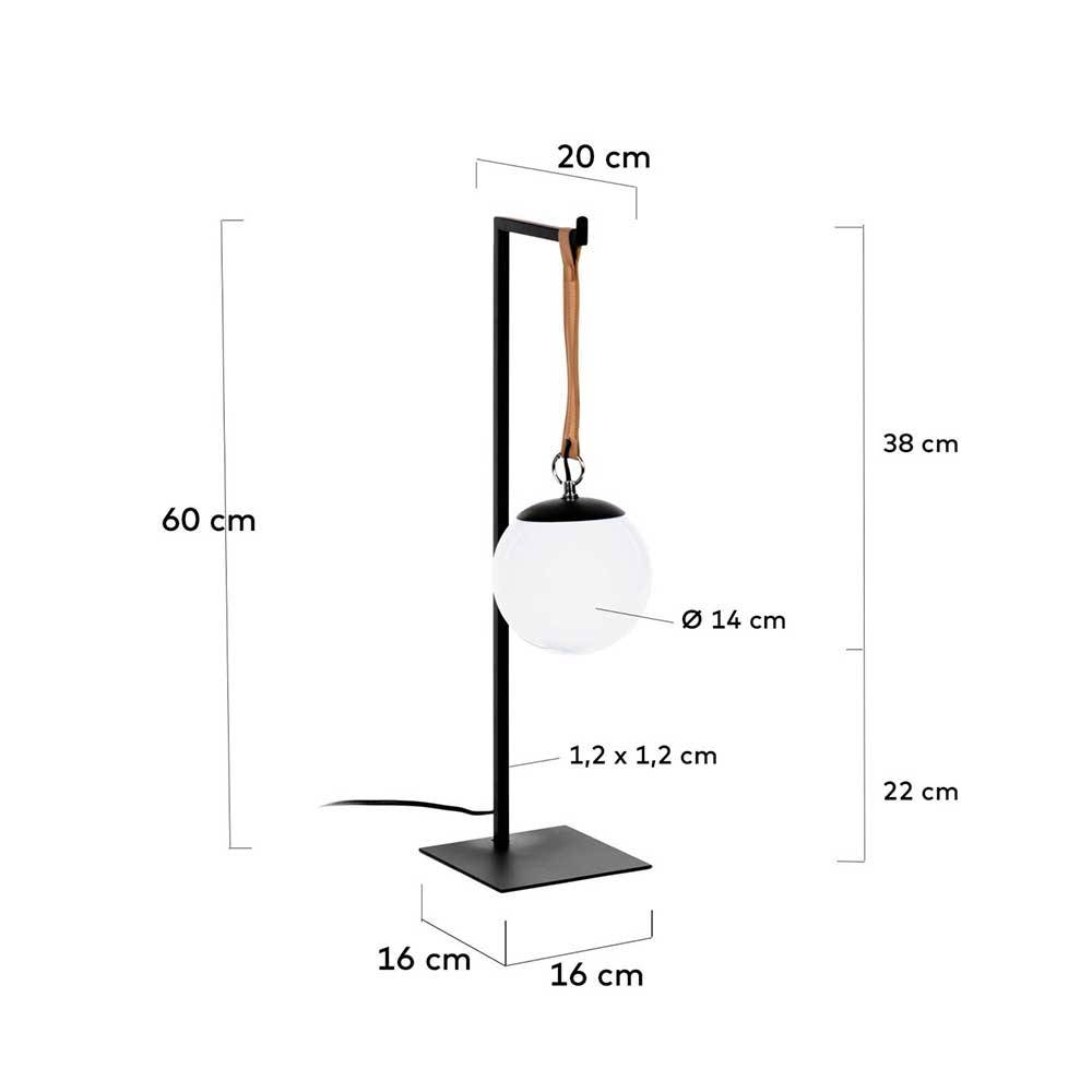 Hängende Tischlampe in Weiß Glas Kugelschirm - Nelson