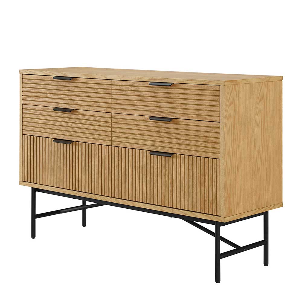 120x80x40 Skandi Kommode in Eiche und Schwarz - Piassona