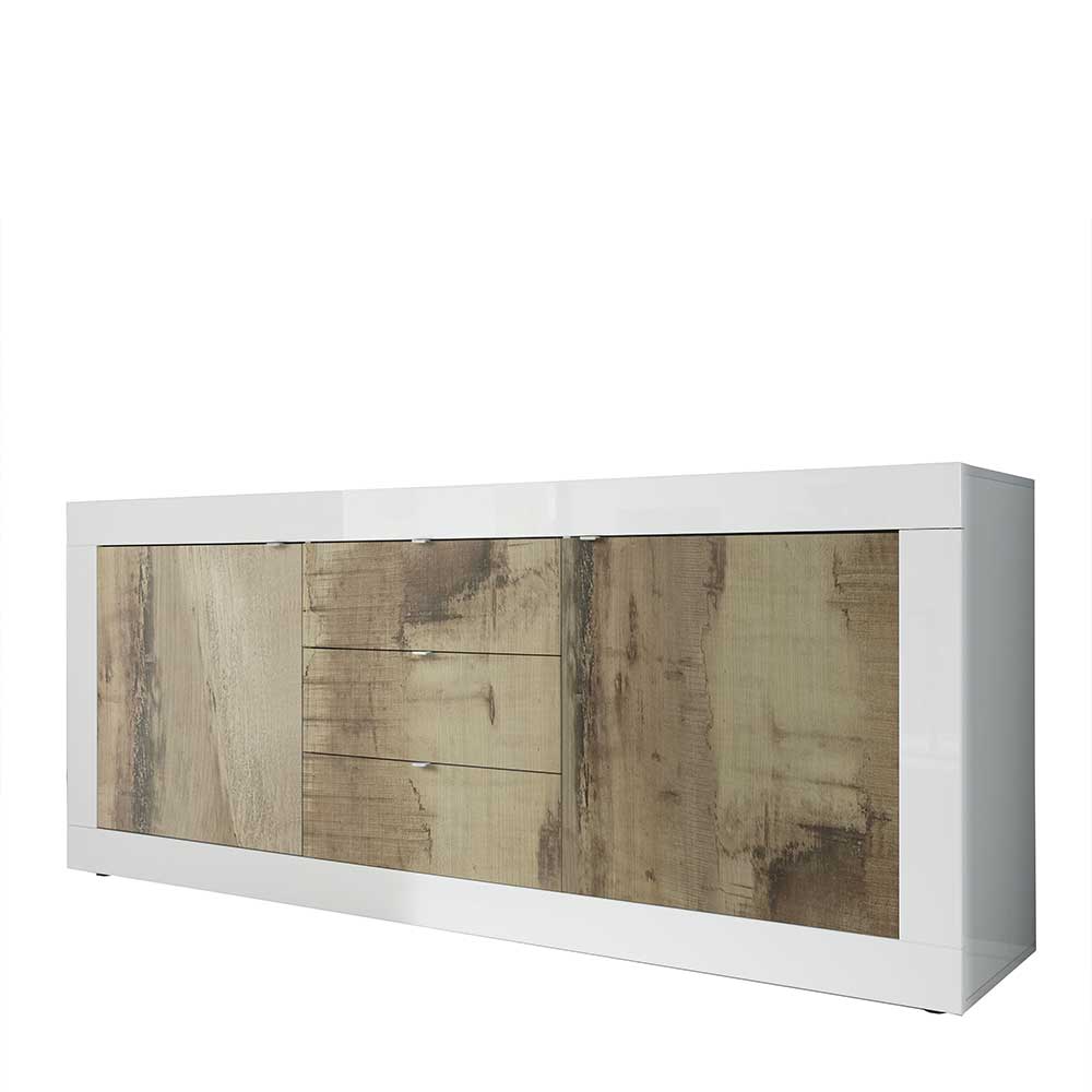 Sideboard in verwitterter Holzoptik & Weiß - Olvenion