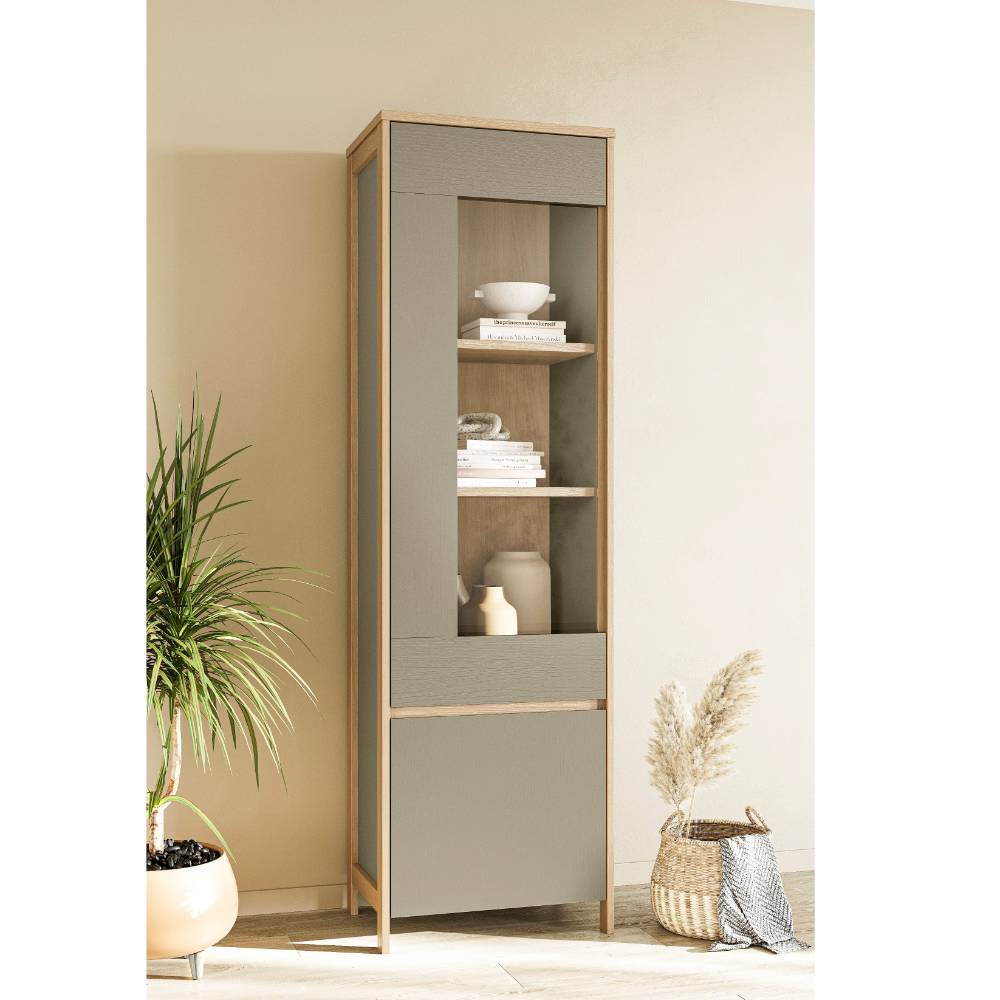 Vitrine in Eukalyptus und Eiche Optik - Promo