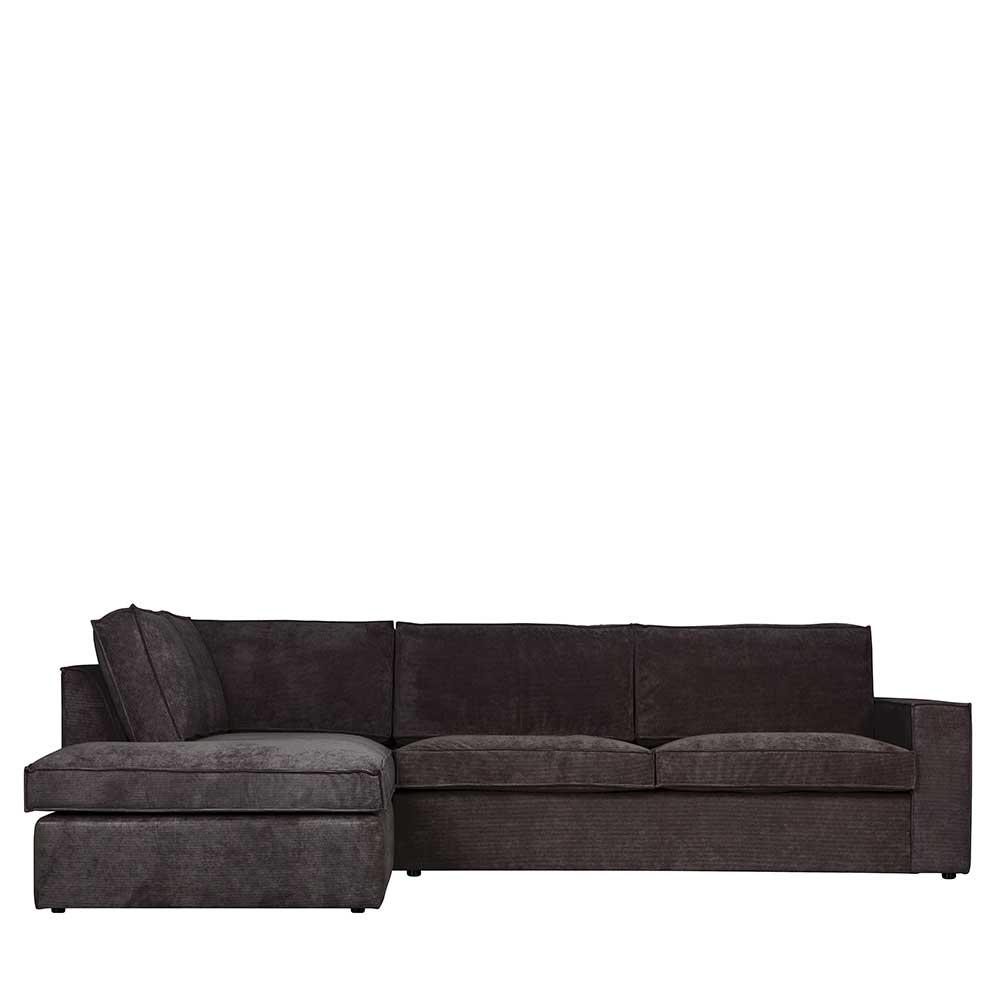 283x92x197 Eckcouch in Grau Cord Stoff - Olciano