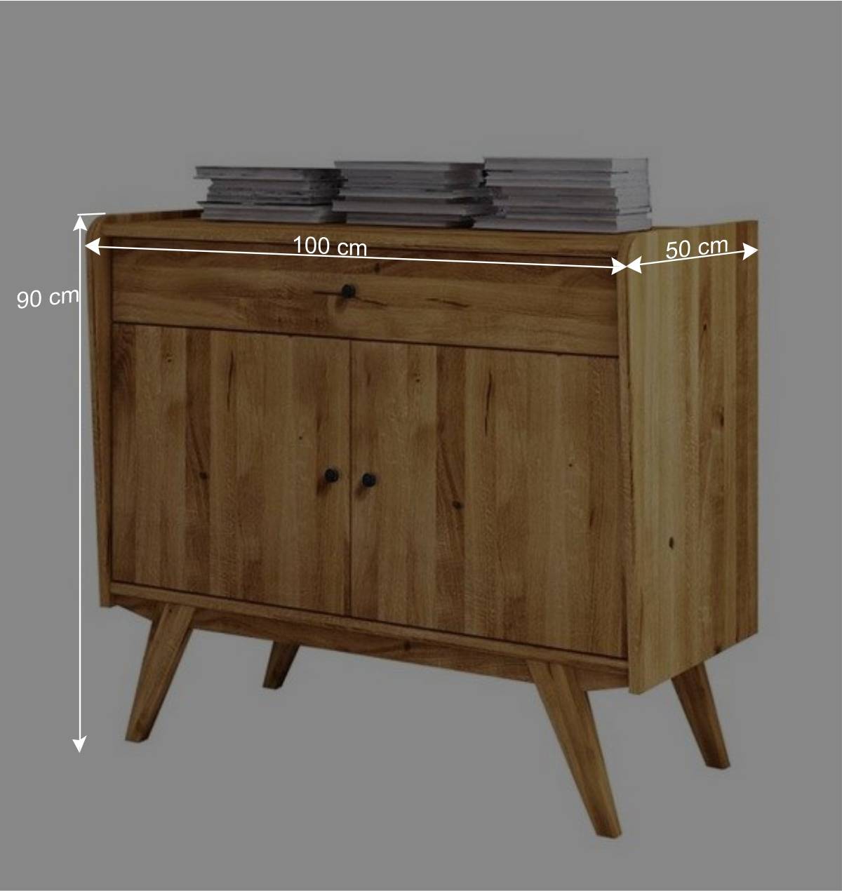 100x90x50 Kombi-Kommode aus Wildeiche Holz - Hardus