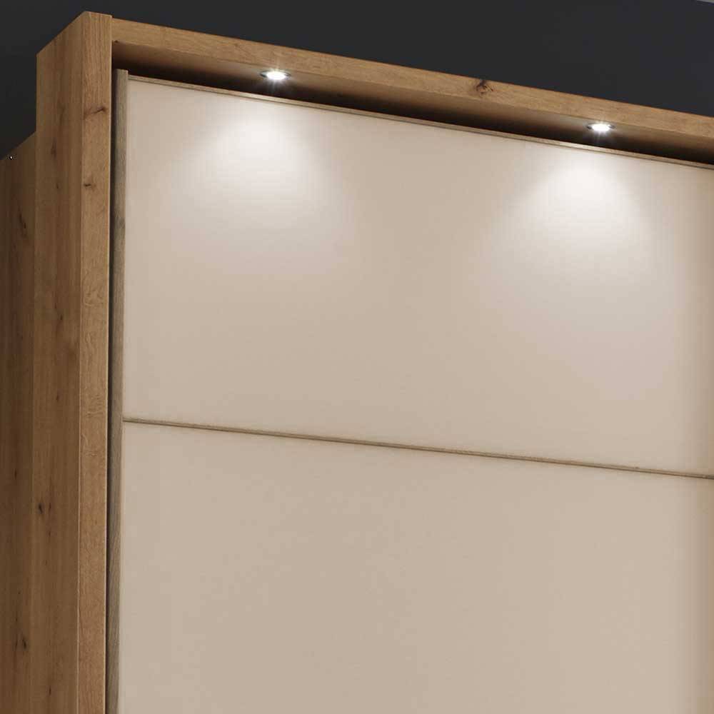 300 cm breiter Schwebetürenschrank mit Glas Beige - Nikoba