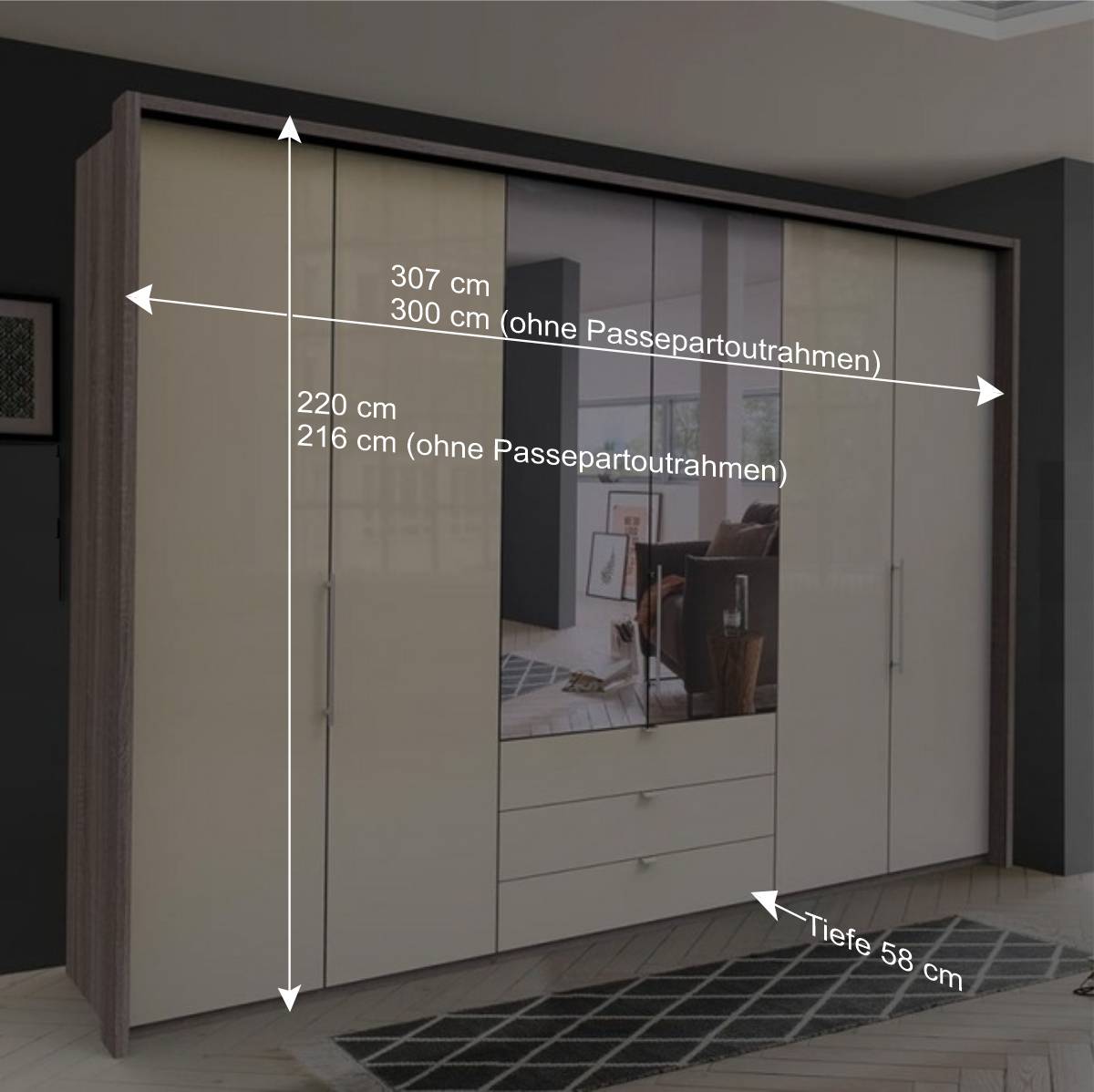 Schlafzimmer Falttürenschrank 3-türig - Mayla