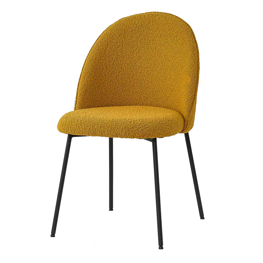 Boucle Polsterstuhl in Senfgelb - Caucaia (2er Set)
