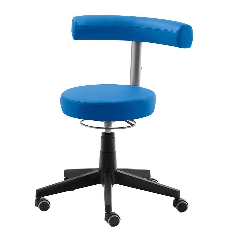 Drehbarer Bürohocker in Blau mit Schwarz - Vannos