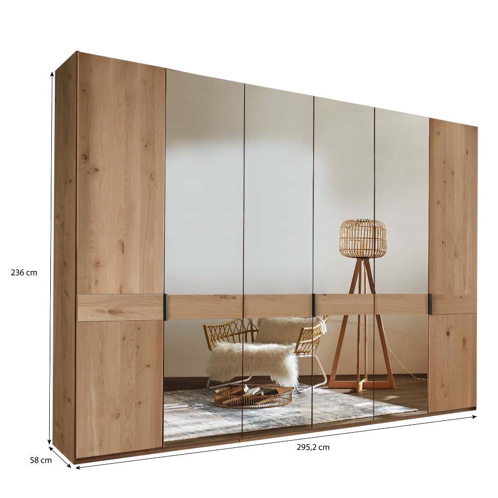6-türiger Schlafzimmerschrank in Eiche Bianco - Yanicas