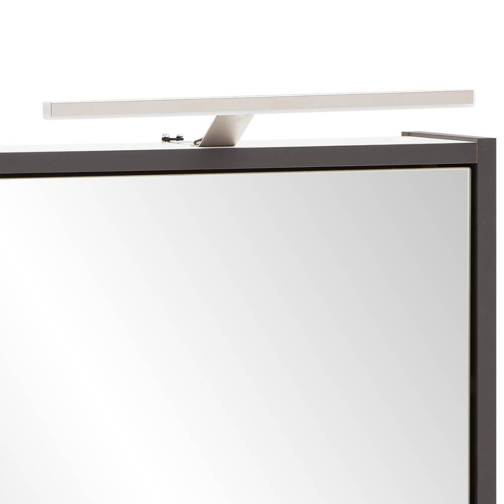 Detailansicht der eleganten LED-Beleuchtung auf dem anthrazitfarbenen Badschrank – Teshion