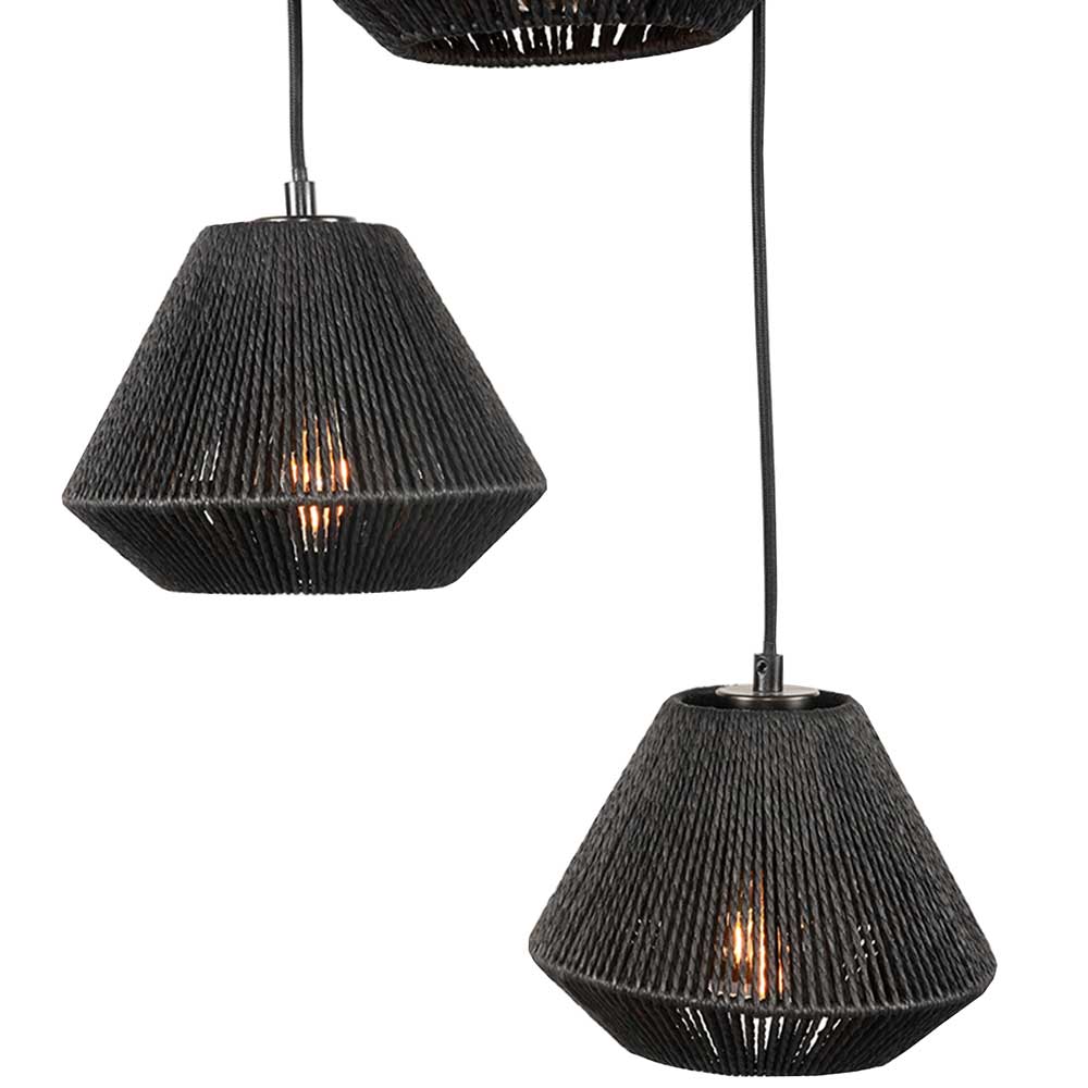 3-flammige Hängelampe aus Jute und Metall - Jayden
