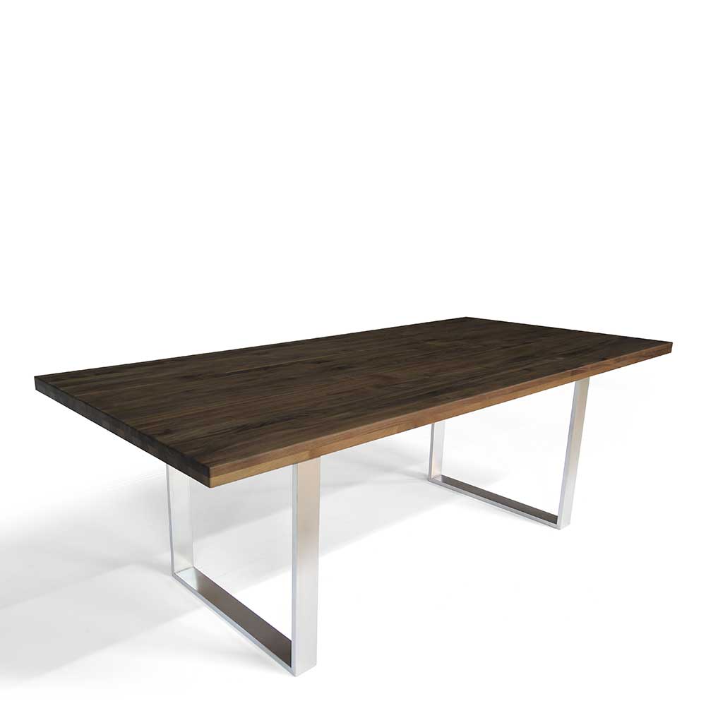Designtisch aus Nussbaum Holz & Edelstahl - Yocha