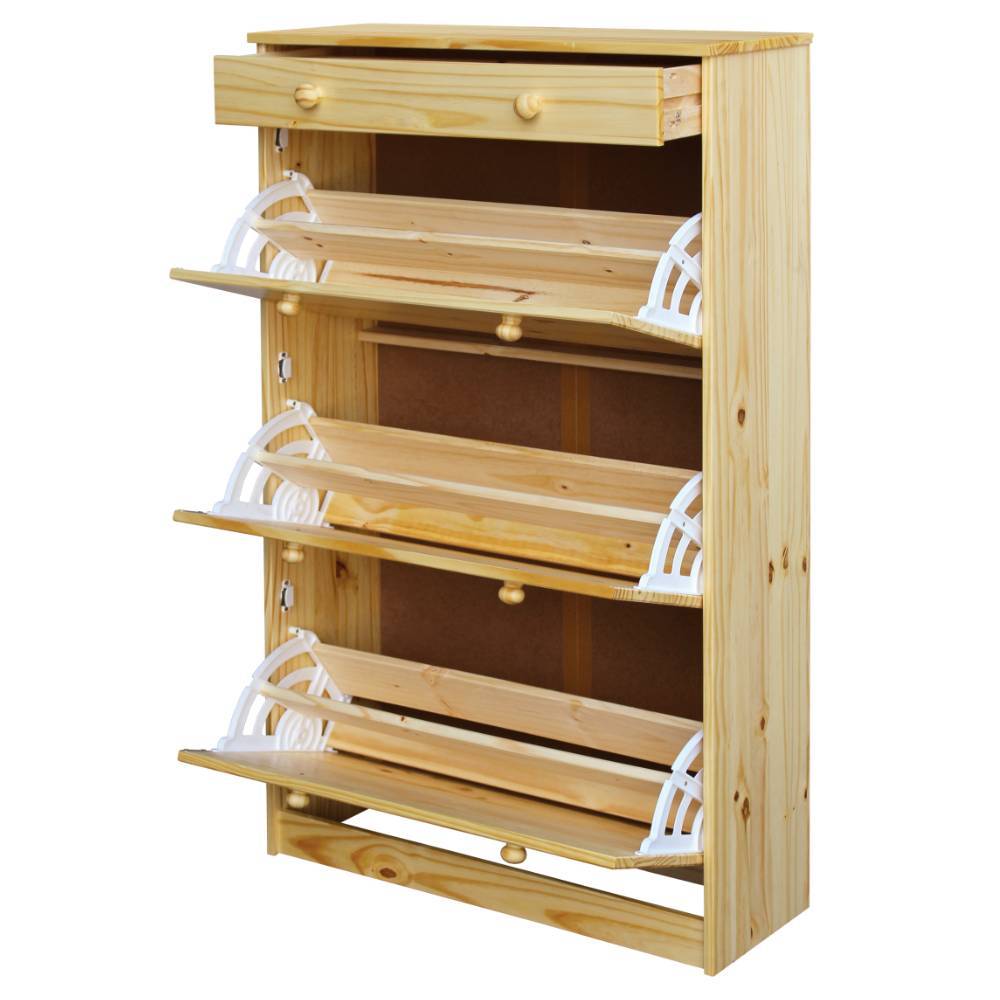 Schuhklappenschrank aus Kiefer Massivholz - Ekorena