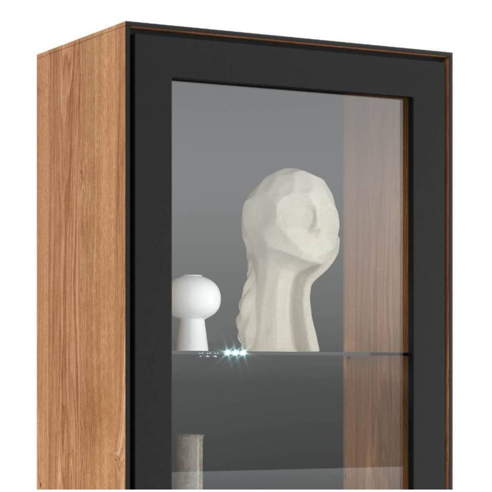 Vitrine in Schwarz und Eiche teilmassiv - Mantua