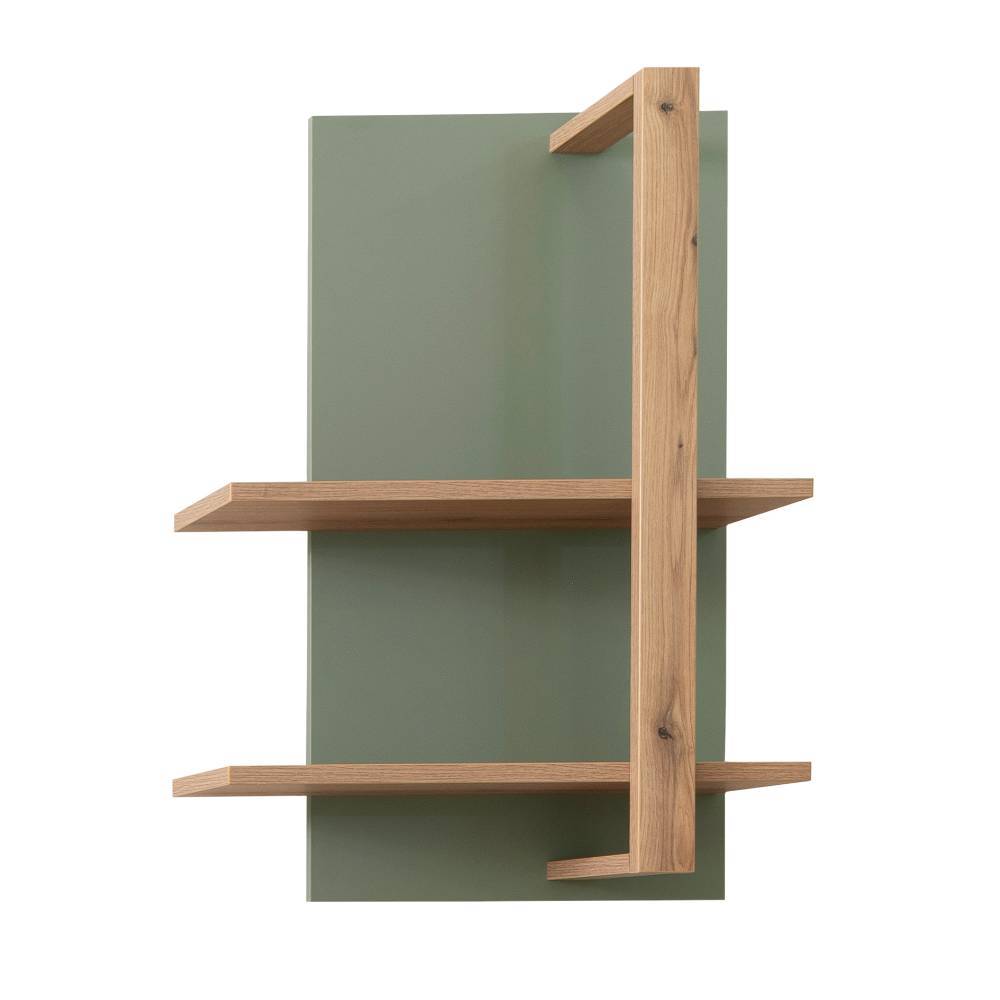 Design Wohnwand in Graugrün und Eiche - Kwin (dreiteilig)