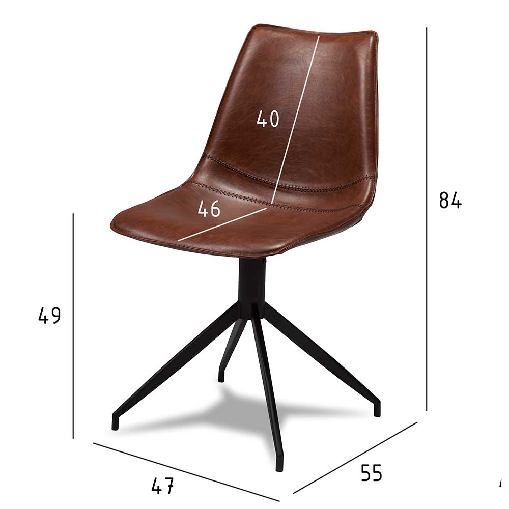 2er Kunstlederstuhl-Set in Braun - Enyet (2er Set)
