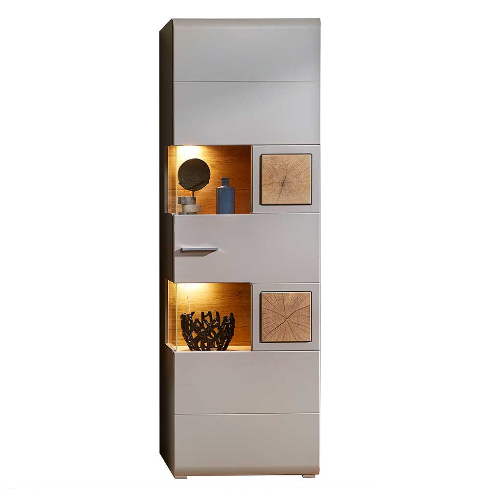 65x205x37 Wohnzimmerschrank mit Glaseinsätzen - Fraguca I