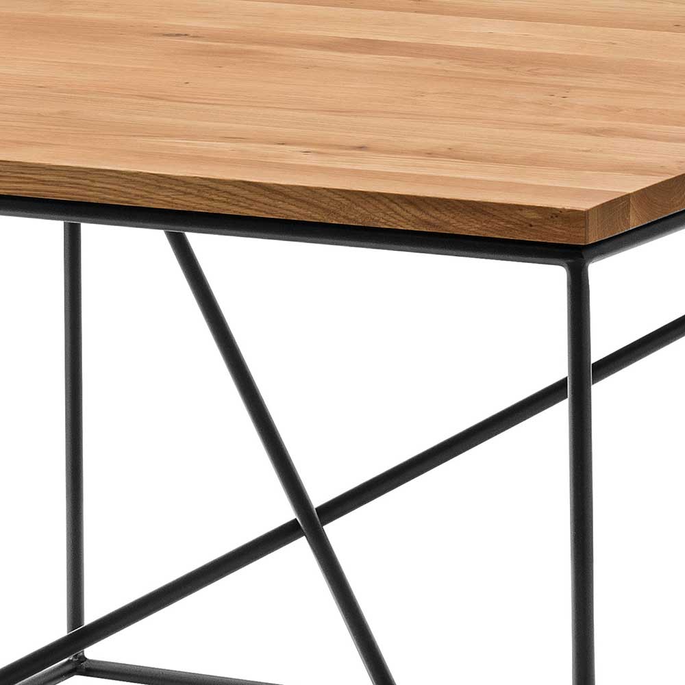 Asteiche Couchtisch mit Metall-Gestell - Sanfradia