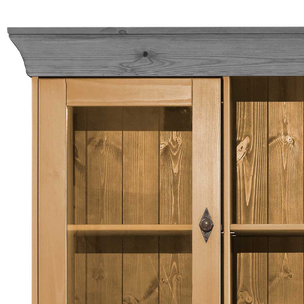 Landhaus Buffetschrank aus Massivholz zweifarbig - Eshelas