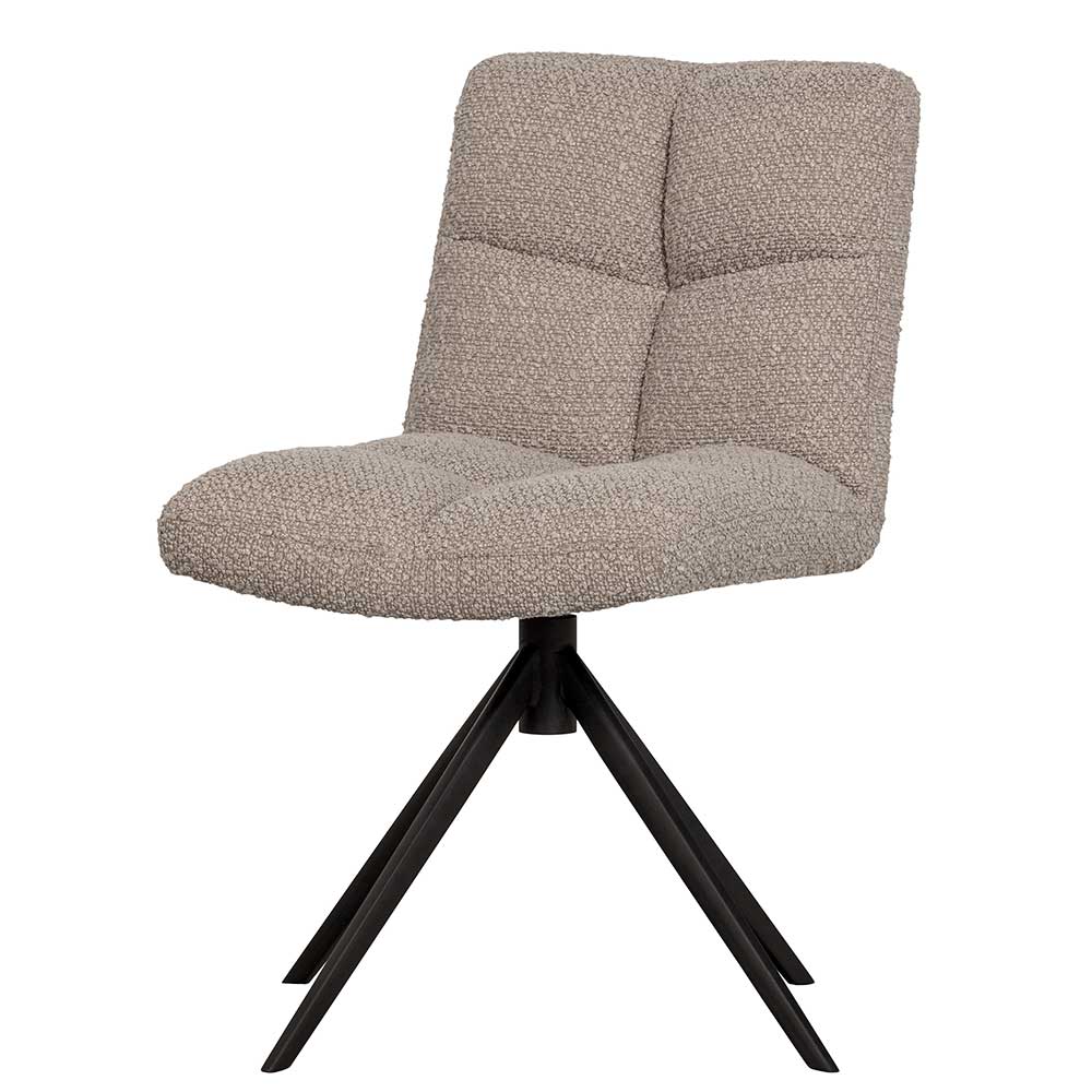 Drehbarer Polsterstuhl aus Boucle Stoff in Beige - Magan