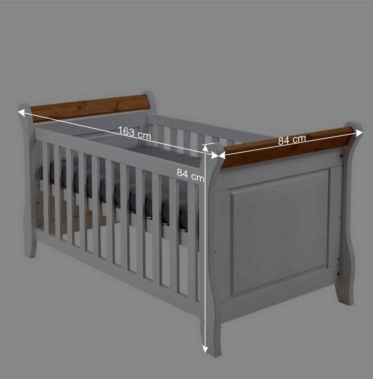 Landhaus Babybett aus Kiefer zweifarbig - Sibiuta