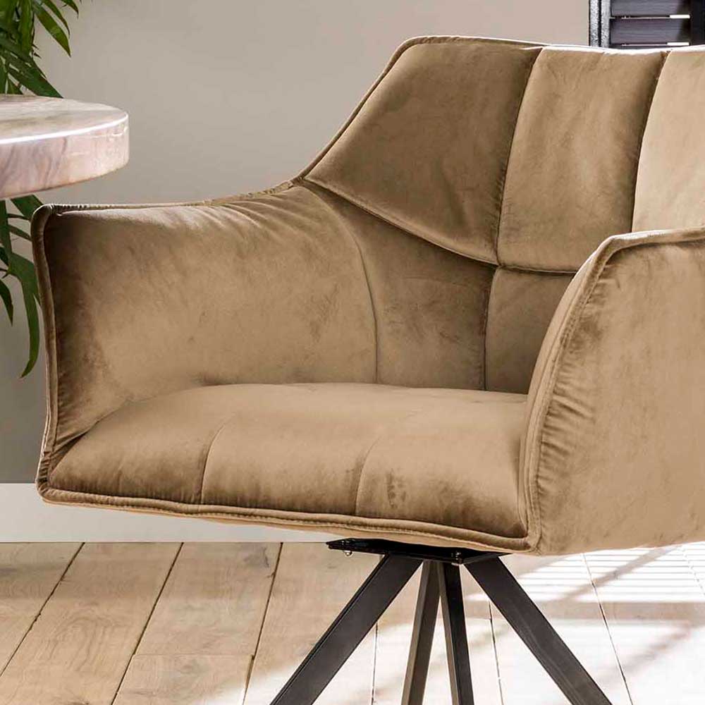 Esstischsessel aus Samt Beige - Zegovin (2er Set)