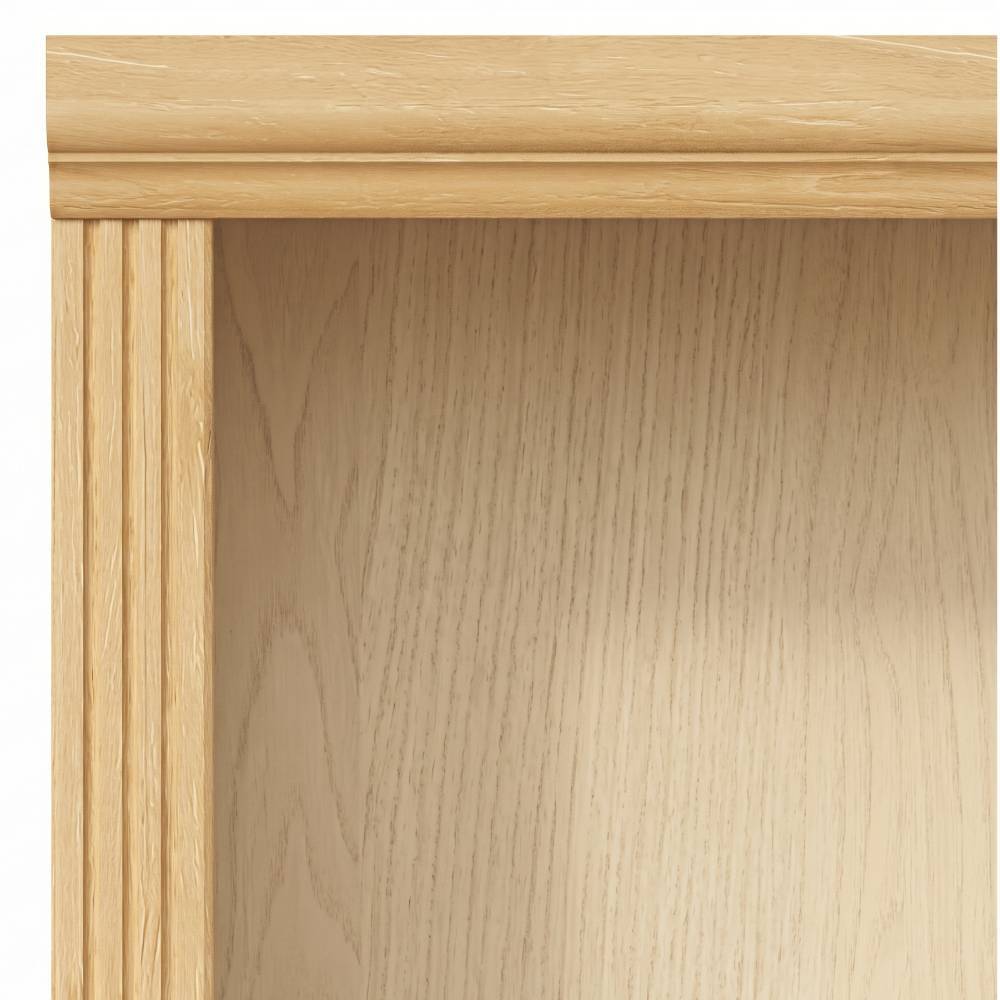 Oberer Detailbereich des hellen Kiefer-Regals mit Holzmaserung – Snog