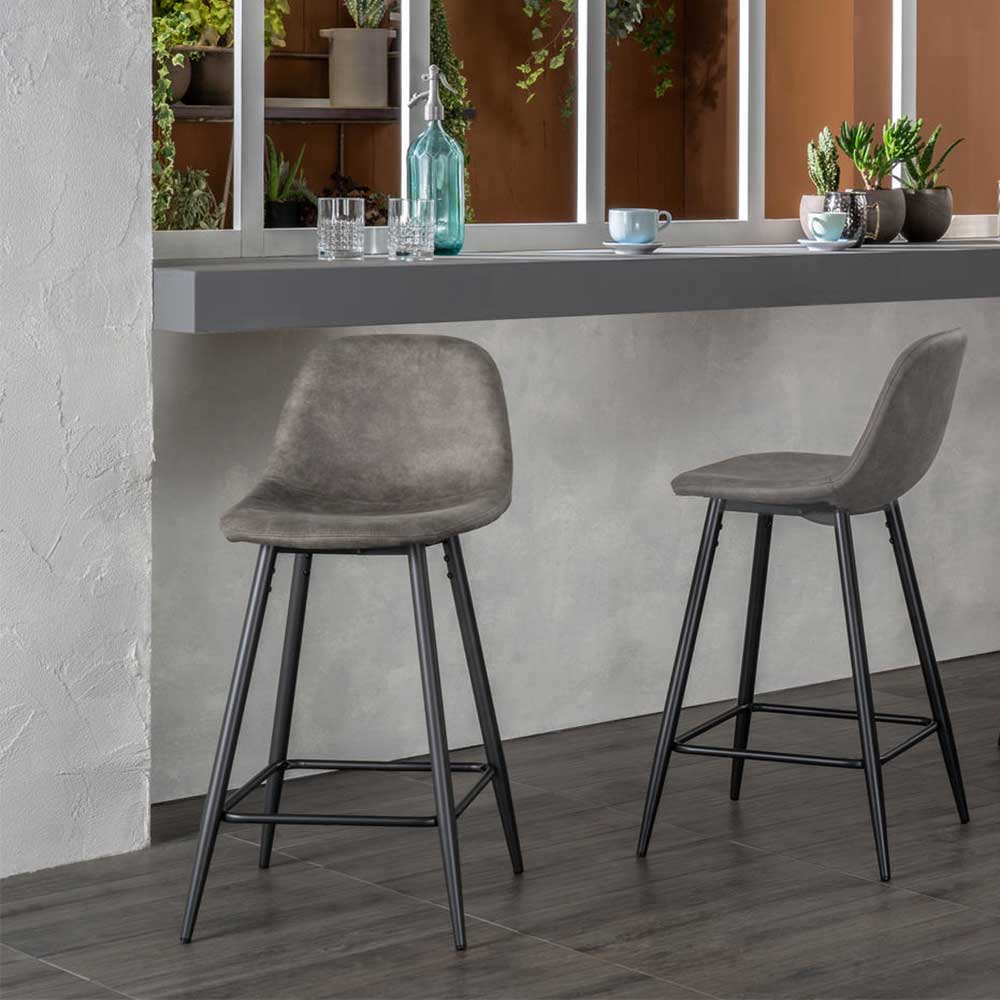 Dunkelgraue Barstühle mit Sitzschale - Vrono (2er Set)