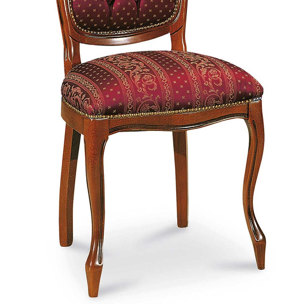 Barock Polsterstuhl mit Massivholz Magari & Stoff Rot Gold