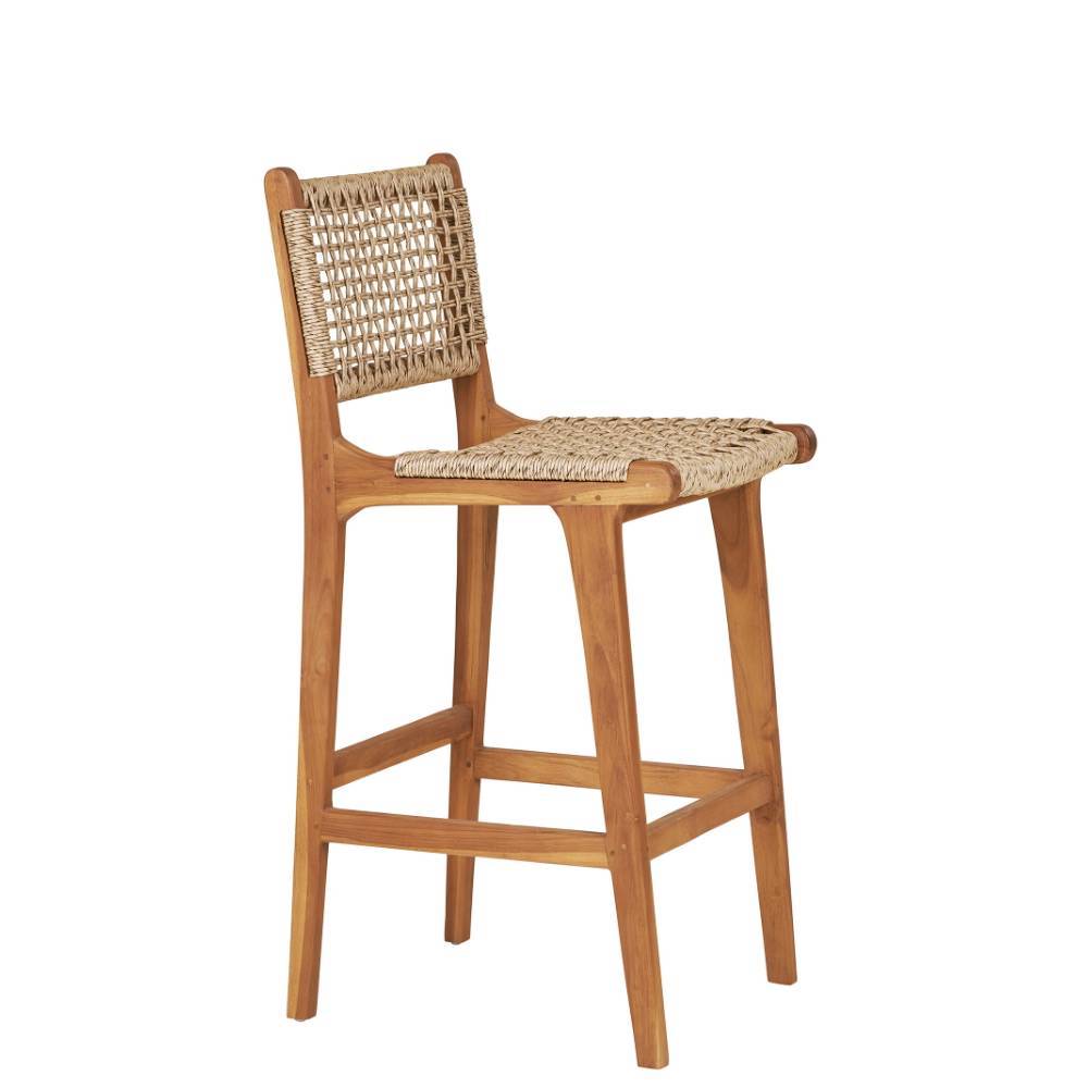 Teak Barstühle mit Kordelgeflecht - Merlan