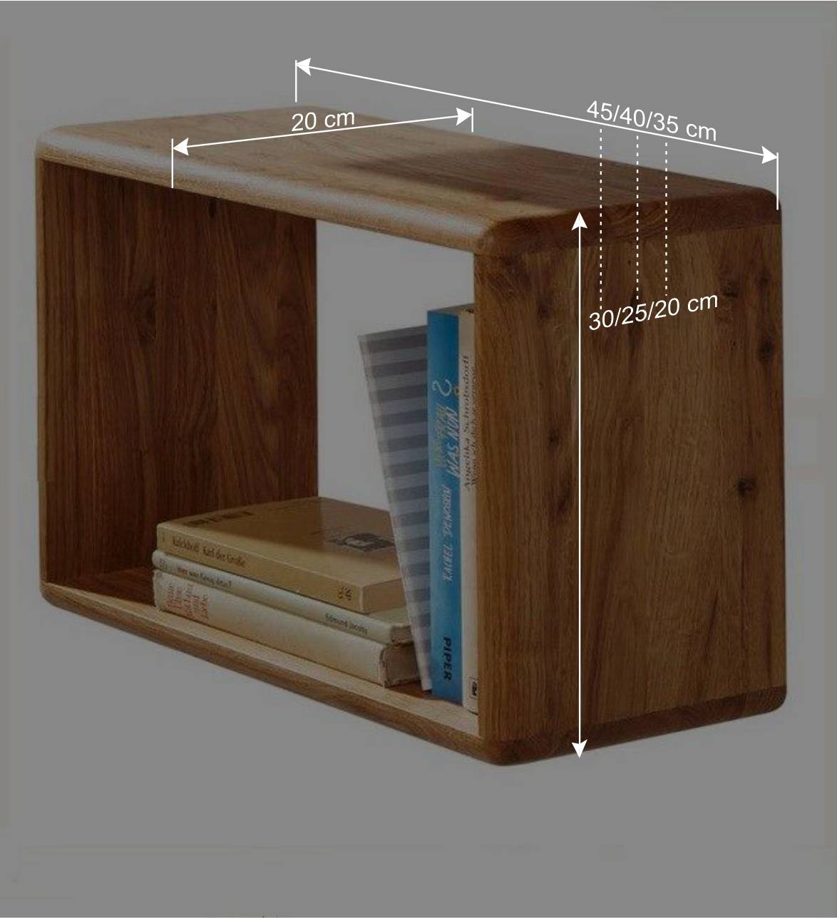 Massivholz Wandregal Set Uvinessa aus Wildeiche (dreiteilig)