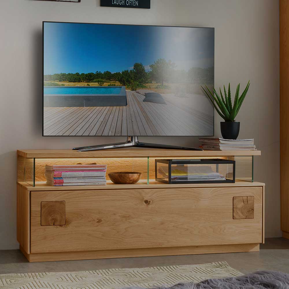 TV Bank aus Wildeiche Massivholz - Millena
