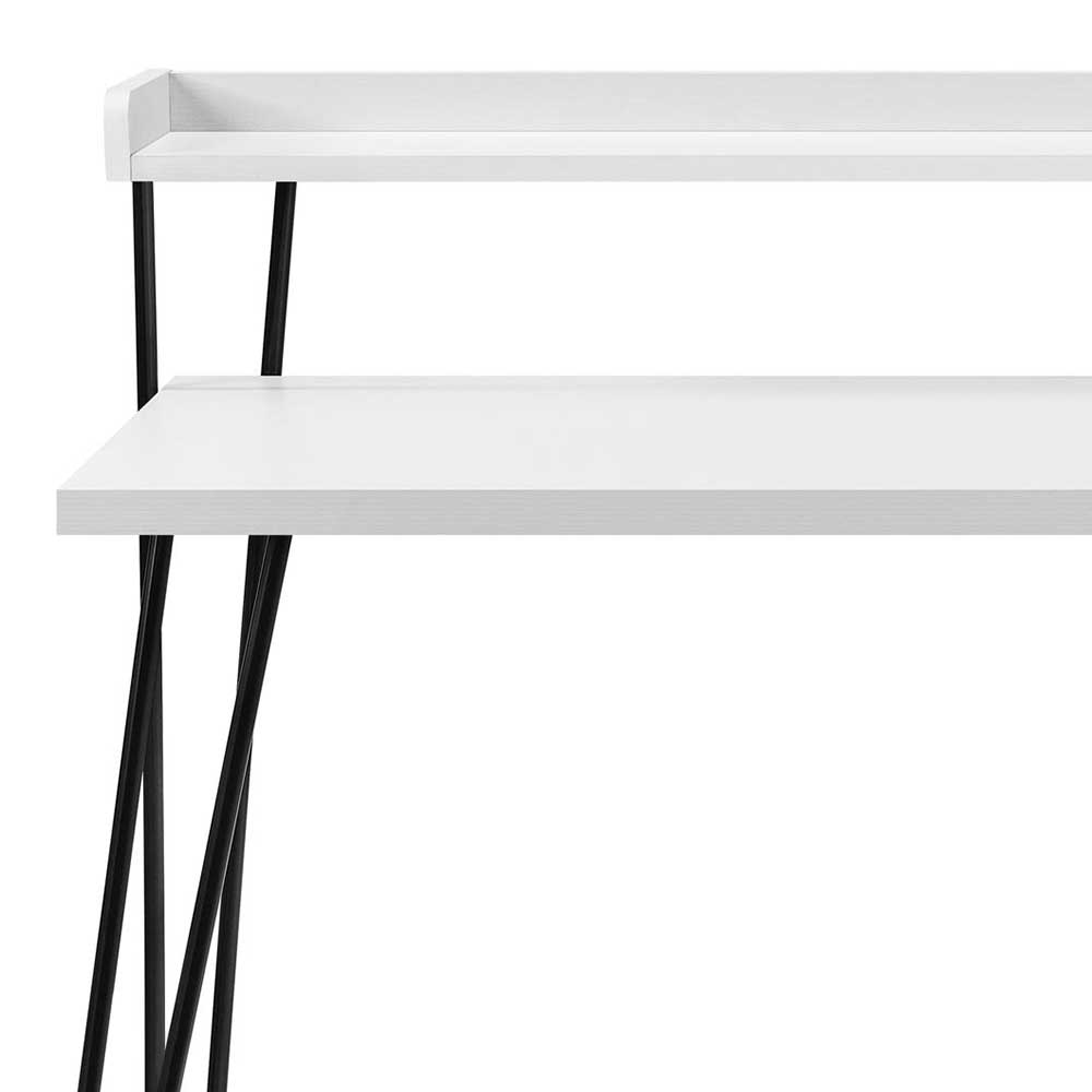 Design Schreibtisch mit Aufsatz in Weiß - Prasido