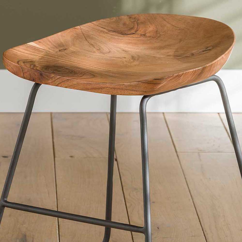 Küchenhocker mit Holzsitz & Bügelgestell - Ise (2er Set)