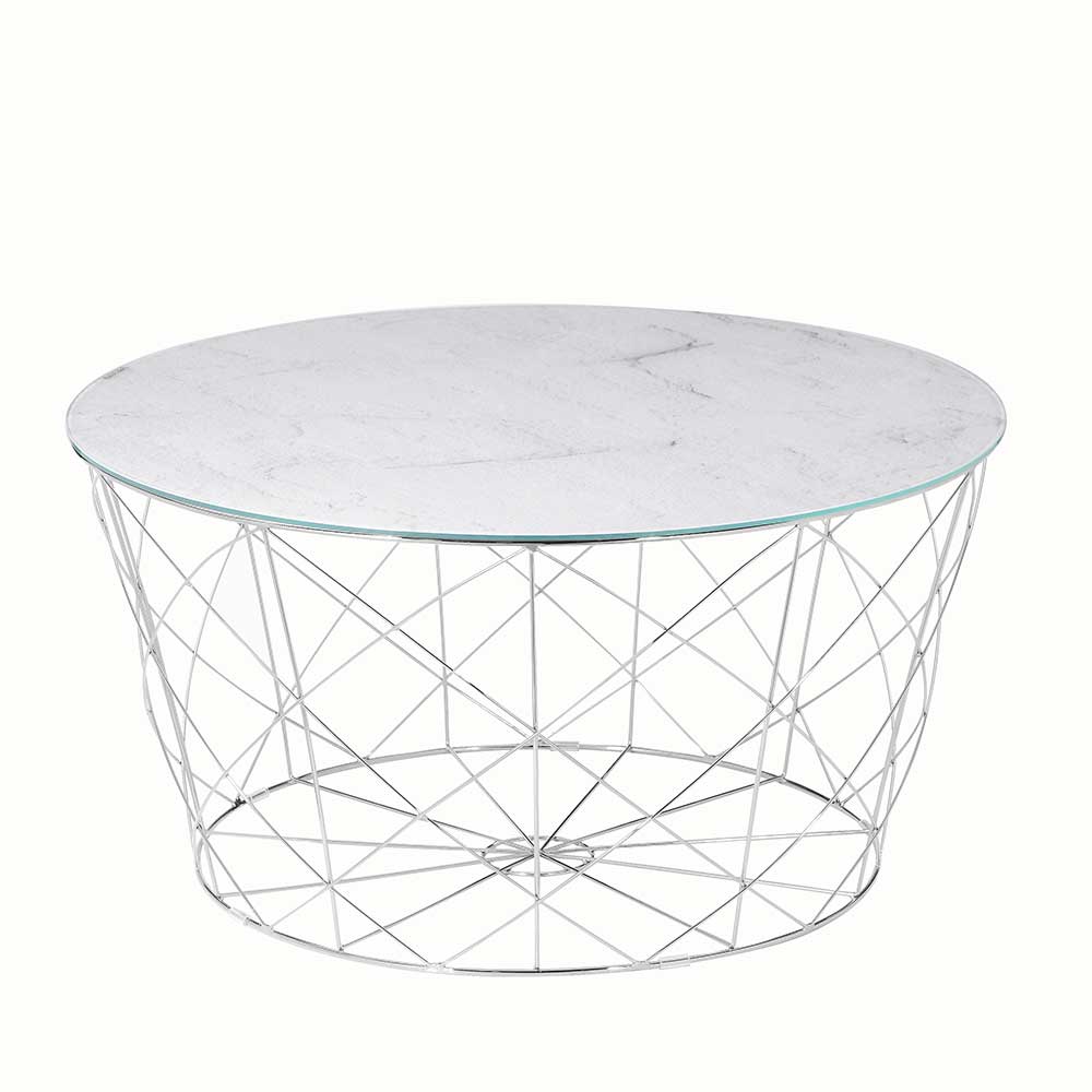 Runder Sofatisch aus Glas Marmoroptik - Enrician