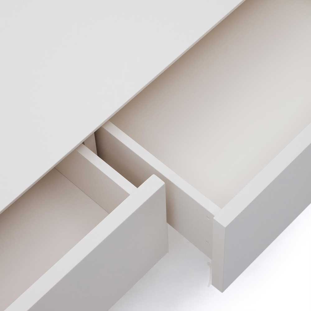 Weißes TV Lowboard mit drei Schubladen & Fach - Dresconio