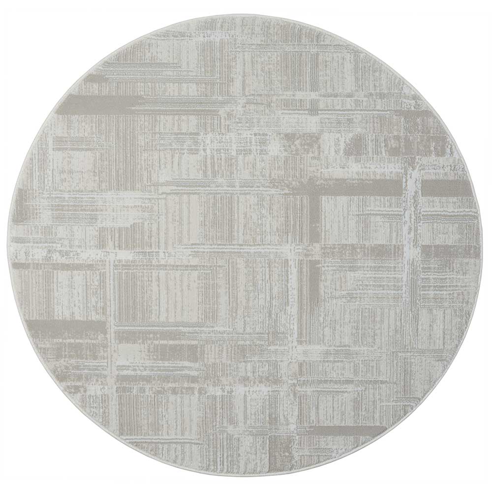 Runder Kurzflor Teppich in Creme und Beige - Miaoli