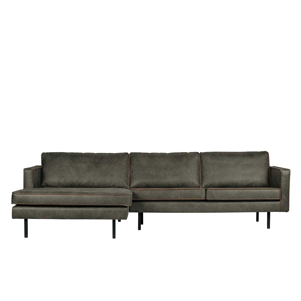 Recyclingleder Sofaecke in Oliv Grün - Laconca