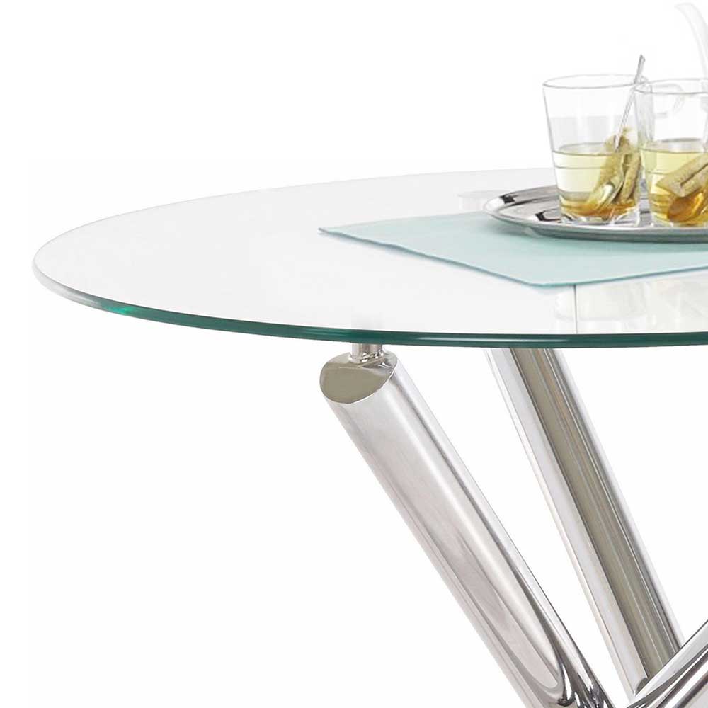 Kleiner Designer Glastisch mit Chrom Mikado Gestell - Singing