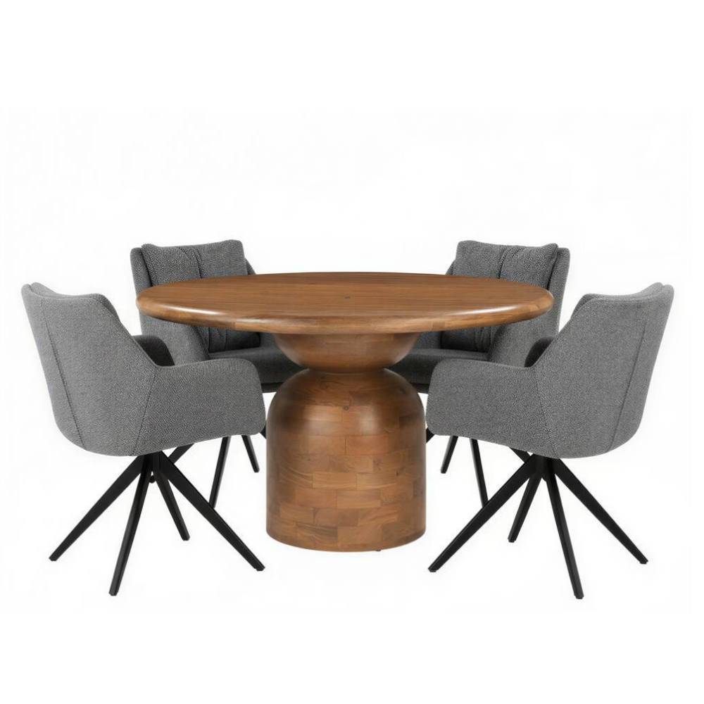 Runde Esstisch-Gruppe modern - Galadira (fünfteilig)