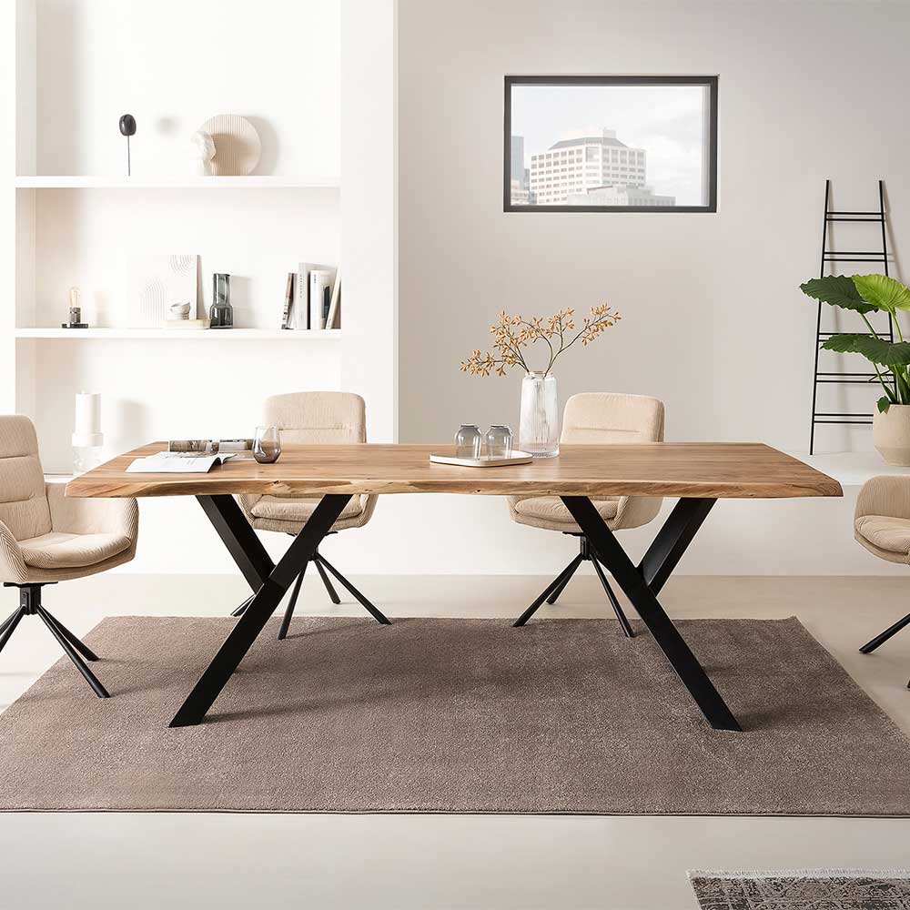 Design Esszimmertisch mit Naturkanten Platte - Kobi