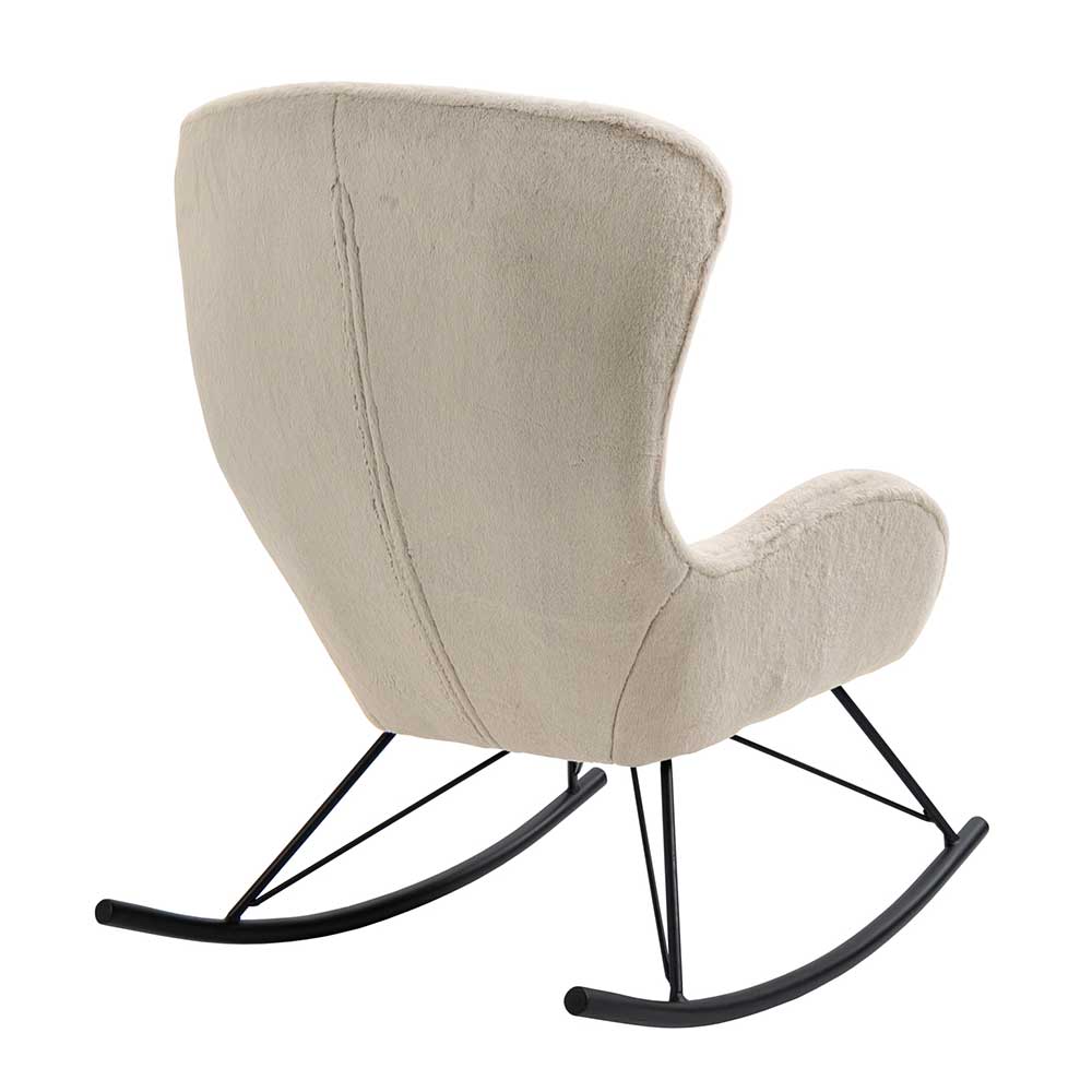Schaukelsessel aus Webplüsch in Beige - Sharkas