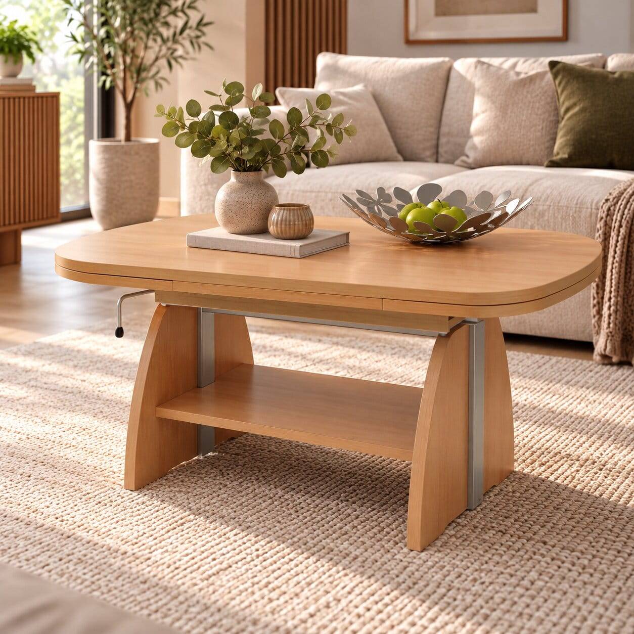 Buche Optik Couchtisch mit Kopfauszug - Alenta