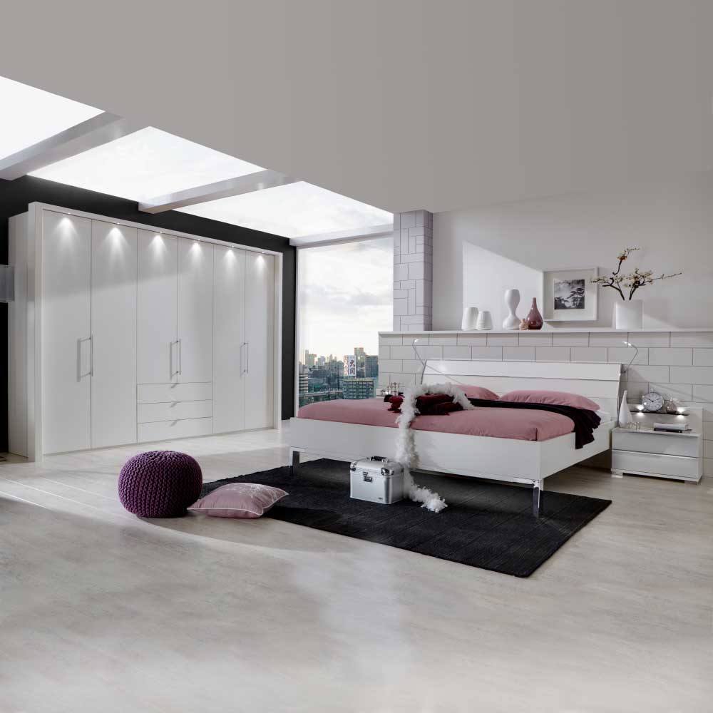 Komplett Schlafzimmer Manchester in Weiß (vierteilig)