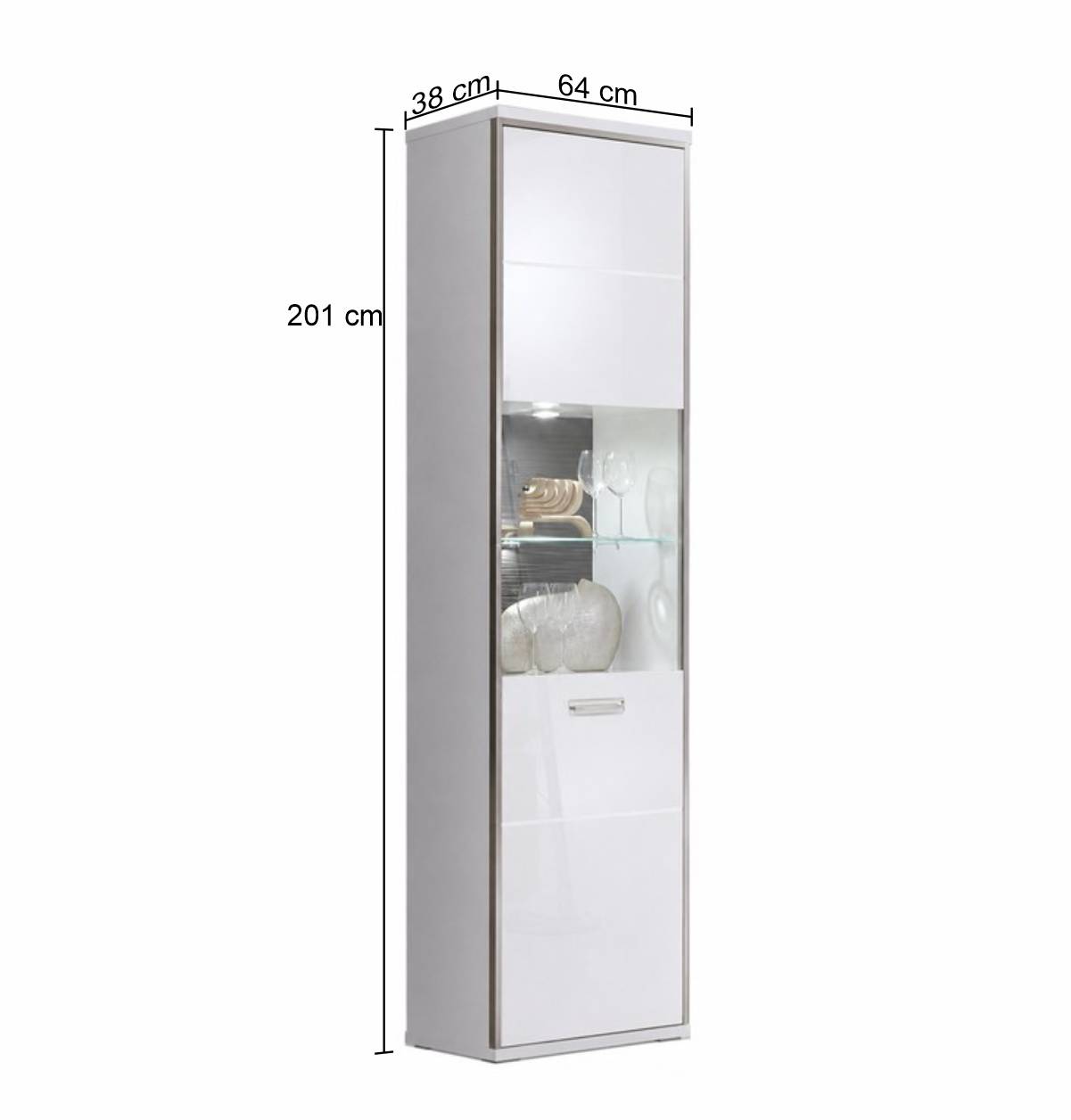Wohnzimmervitrine Tacroma in Weiß Hochglanz