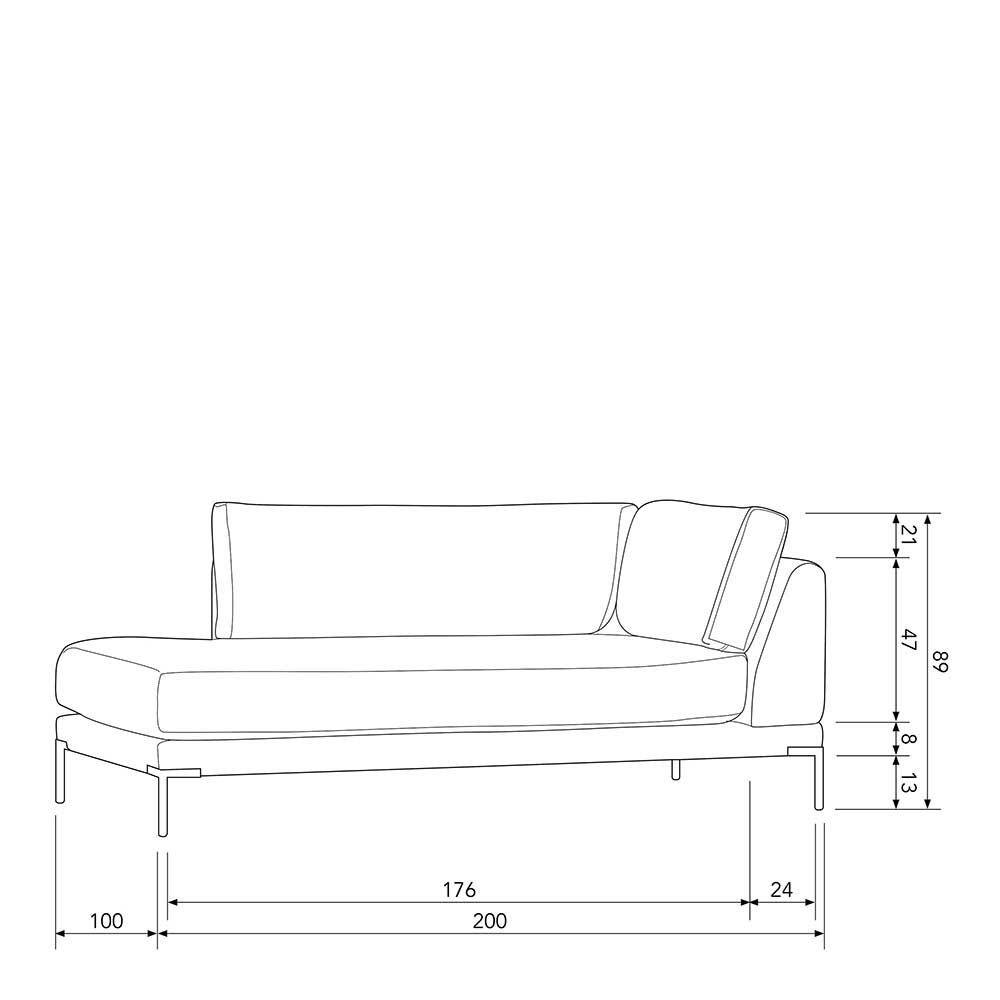 Lounge-Element in Dunkelgrau rechts - Marietta