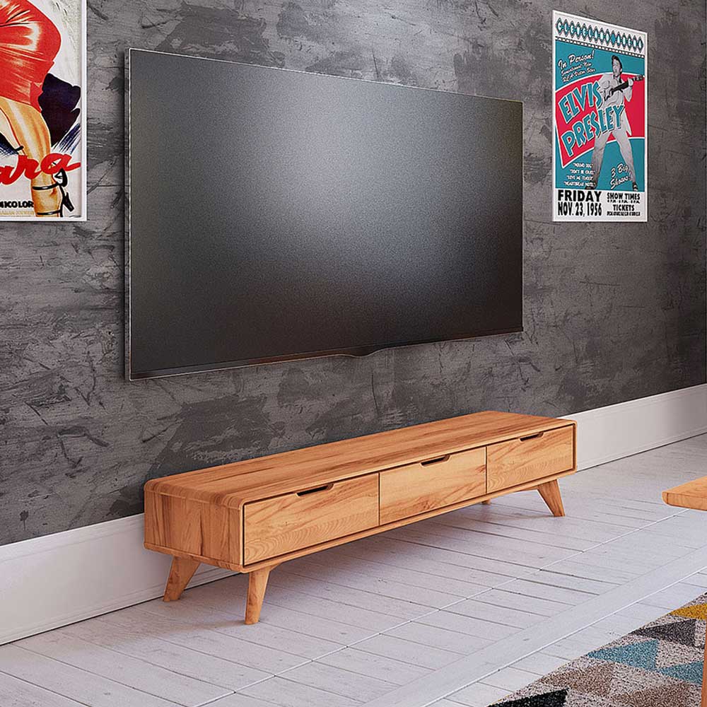 Naturholz TV Element mit 3 Schubladen - Junola