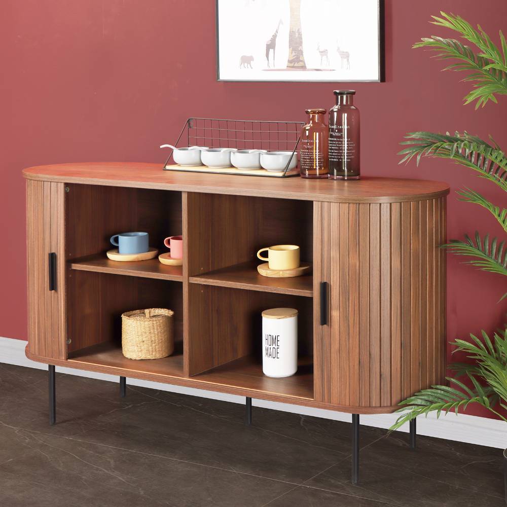Ovales Sideboard mit Schiebetüren - Arura