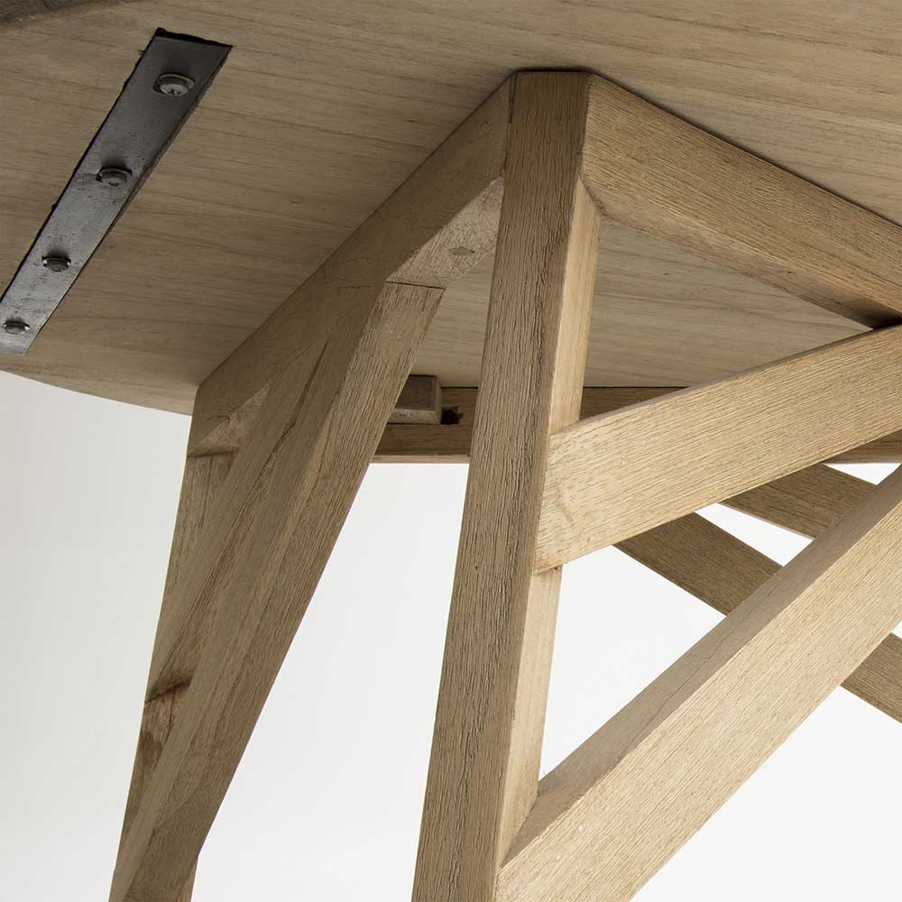 Runder Couchtisch aus Grey Washed Mindi Holz - Paecy